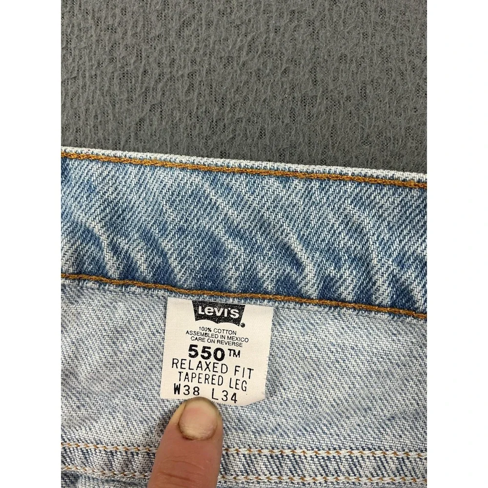 Levi's 550 Jeans Mens 38x34 Light Blue Relaxed Tapered Leg Denim Mexico